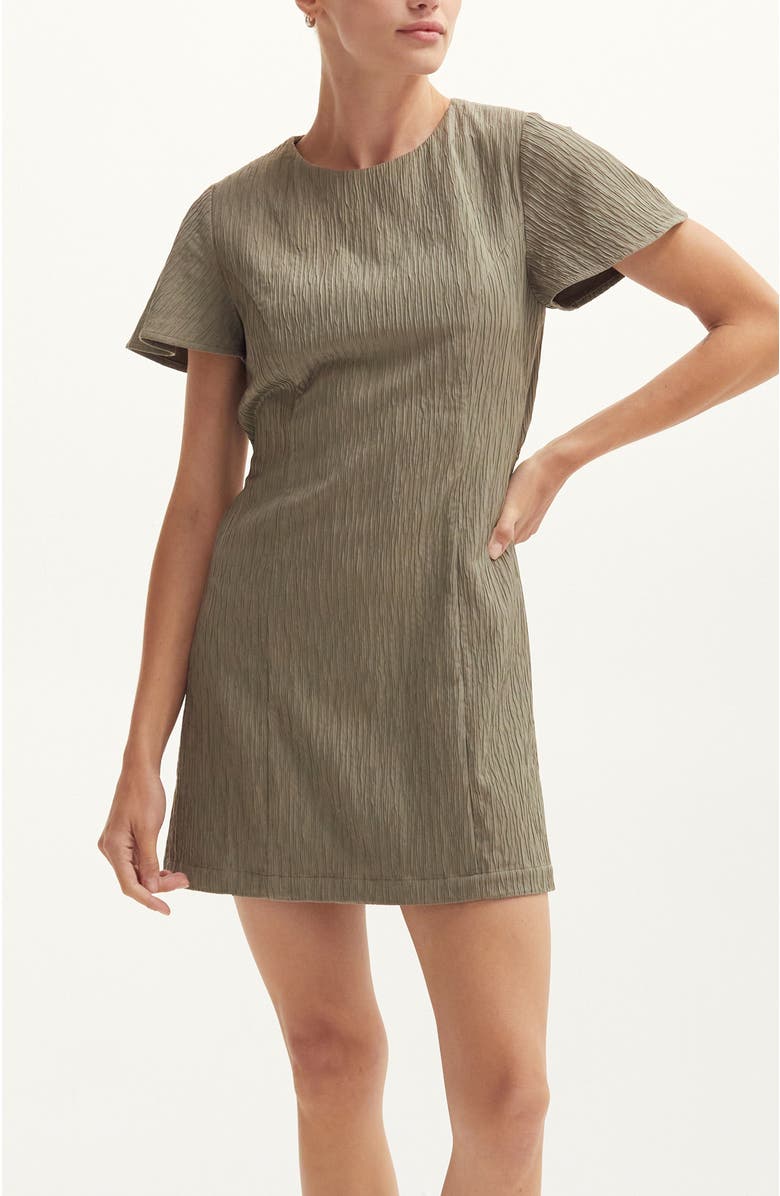 CRESCENT Textured Back Cut Out Mini Dress, Alternate, color, Olive