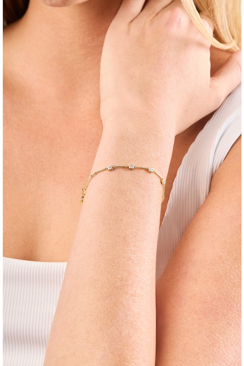 18K Gold Monaco Natural Diamond Station Bracelet (Online Trunk Show), Alternate, color, 18K YELLOW GOLD