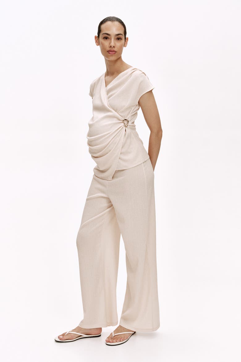 Mama 2-piece Crinkled Jersey Set, Main, color, Light beige