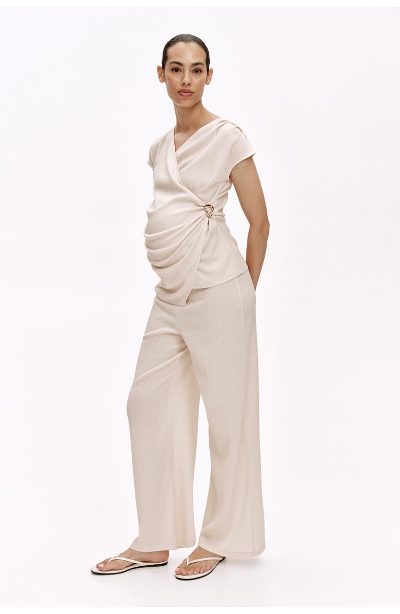 H&M Mama 2-piece Crinkled Jersey Set, Main, color, Light Beige