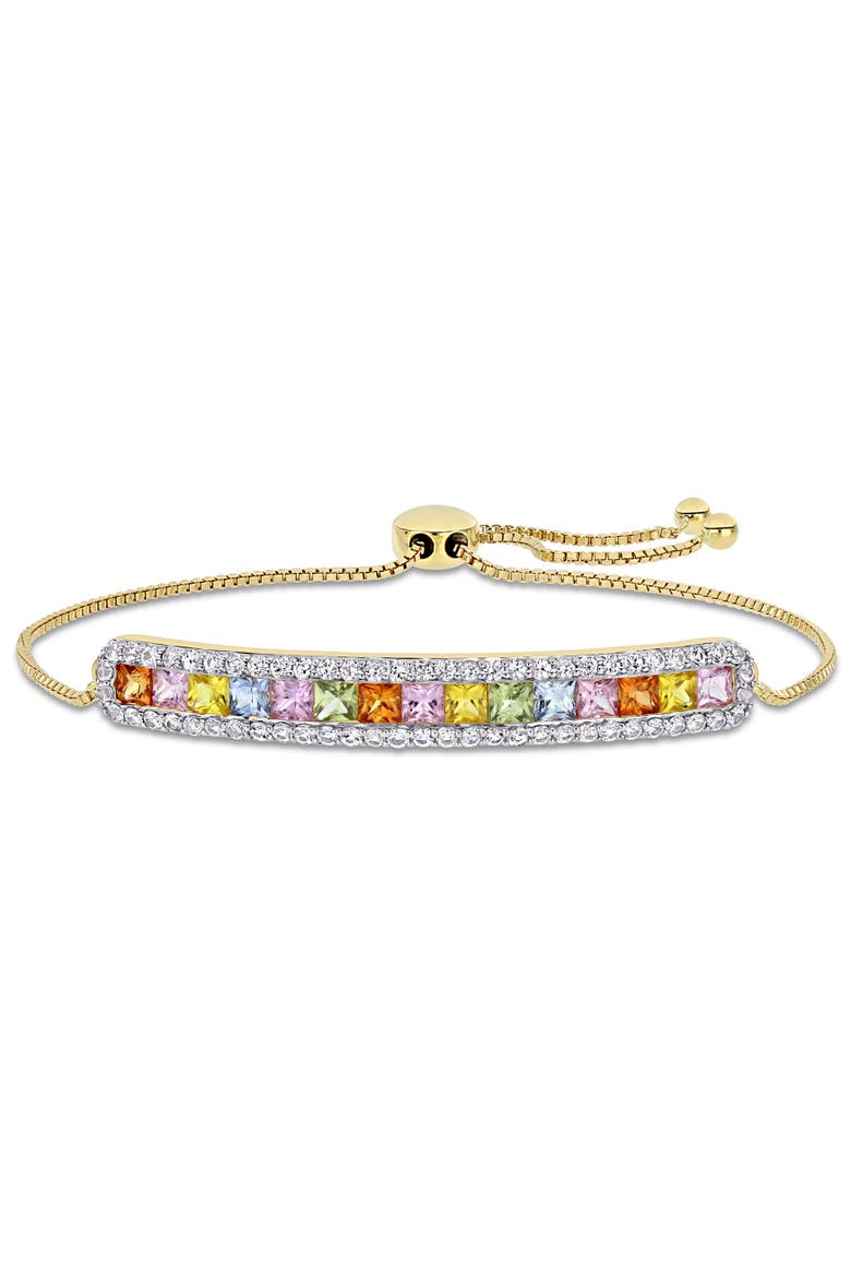 Multi-Color Sapphire Bolo Bracelet 14K, Main, color, 14k Yellow Gold
