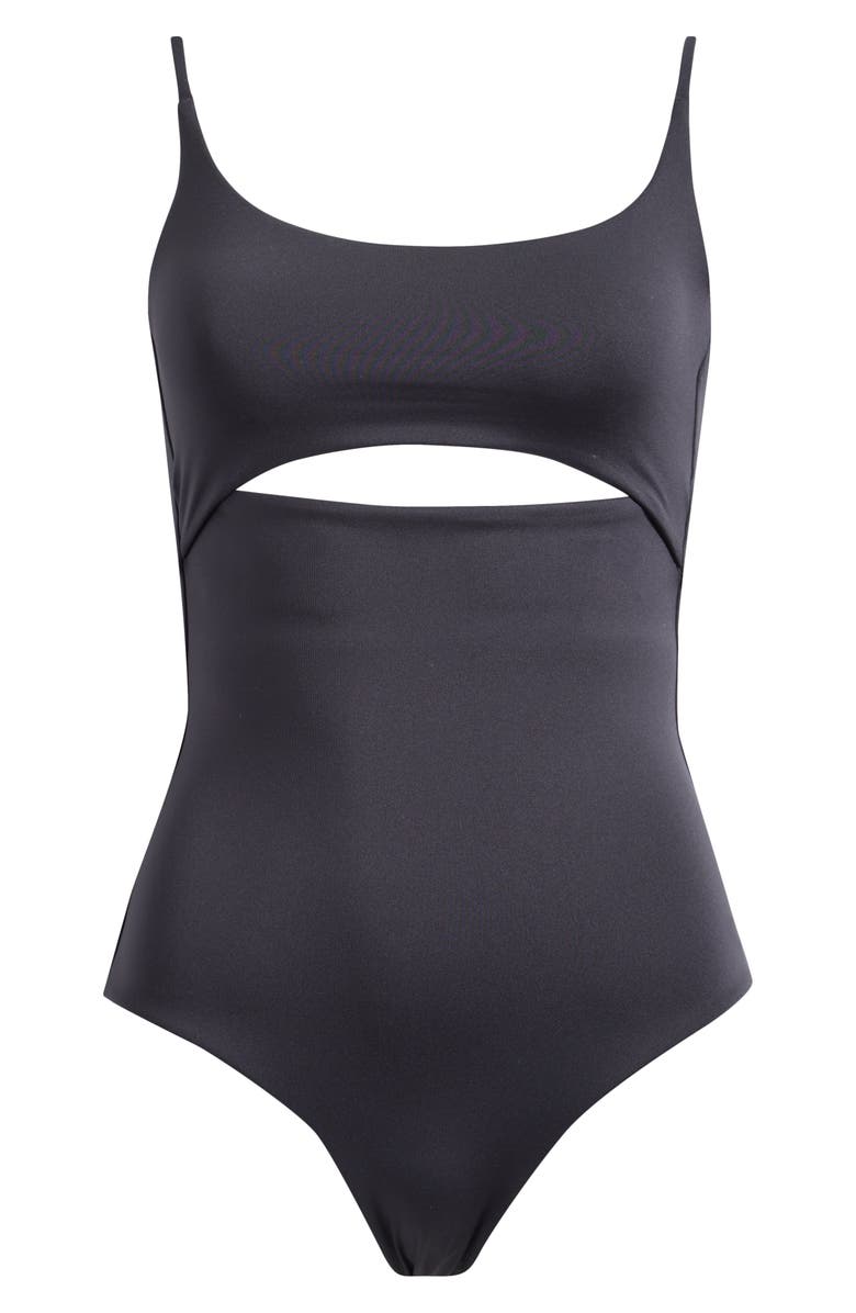 LEFT ON FRIDAY Peak Cutout One-Piece Swimsuit, Main, color, Jet Black