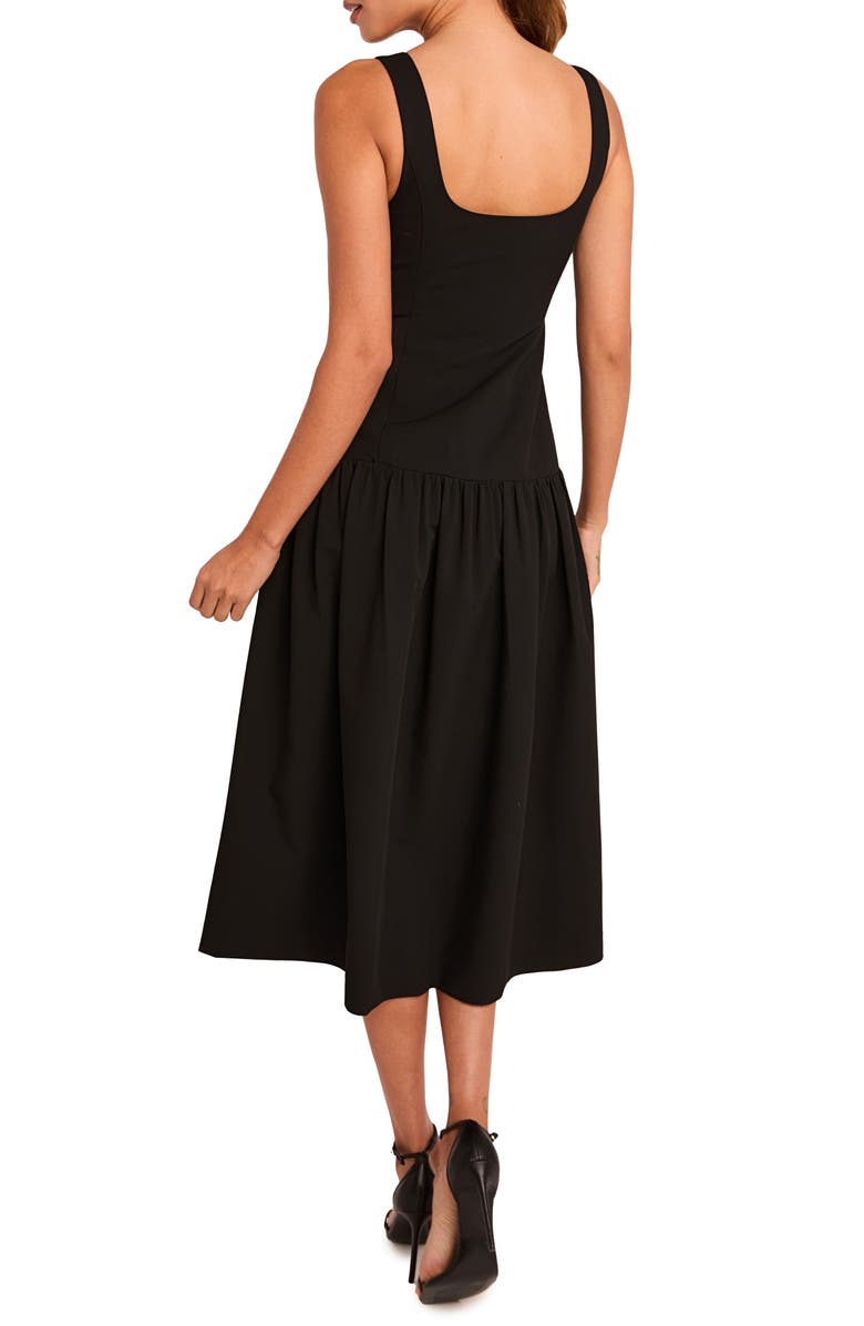 Endless Rose Drop Waist Midi Dress, Alternate, color, Black