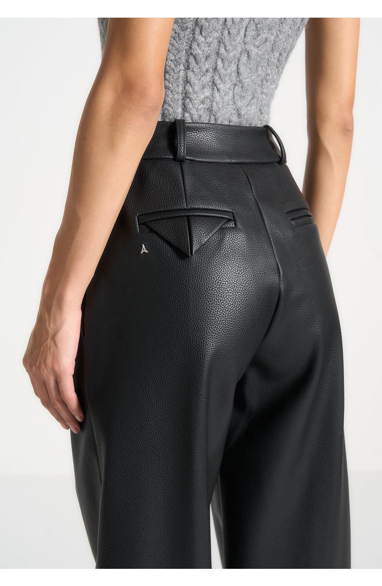 Manière De Voir Olivia Pebbled Leather Pleated Stacked Trousers, Alternate, color, 