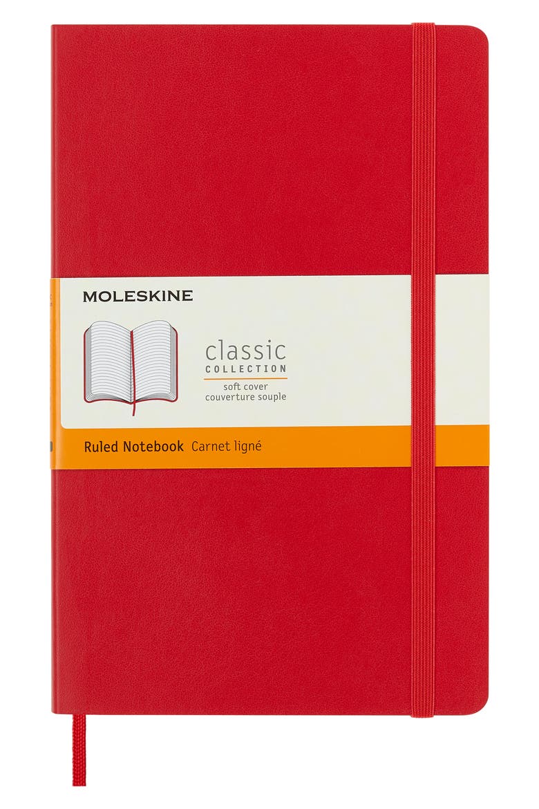 Large Ruled Softcover Notebook, Main, color, RED