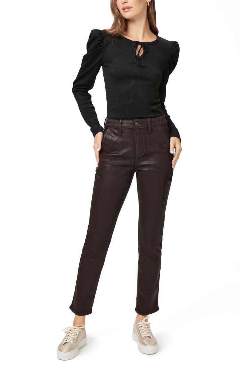 PAIGE Jolie Coated Slim Straight Leg Cargo Pants, Alternate, color, 