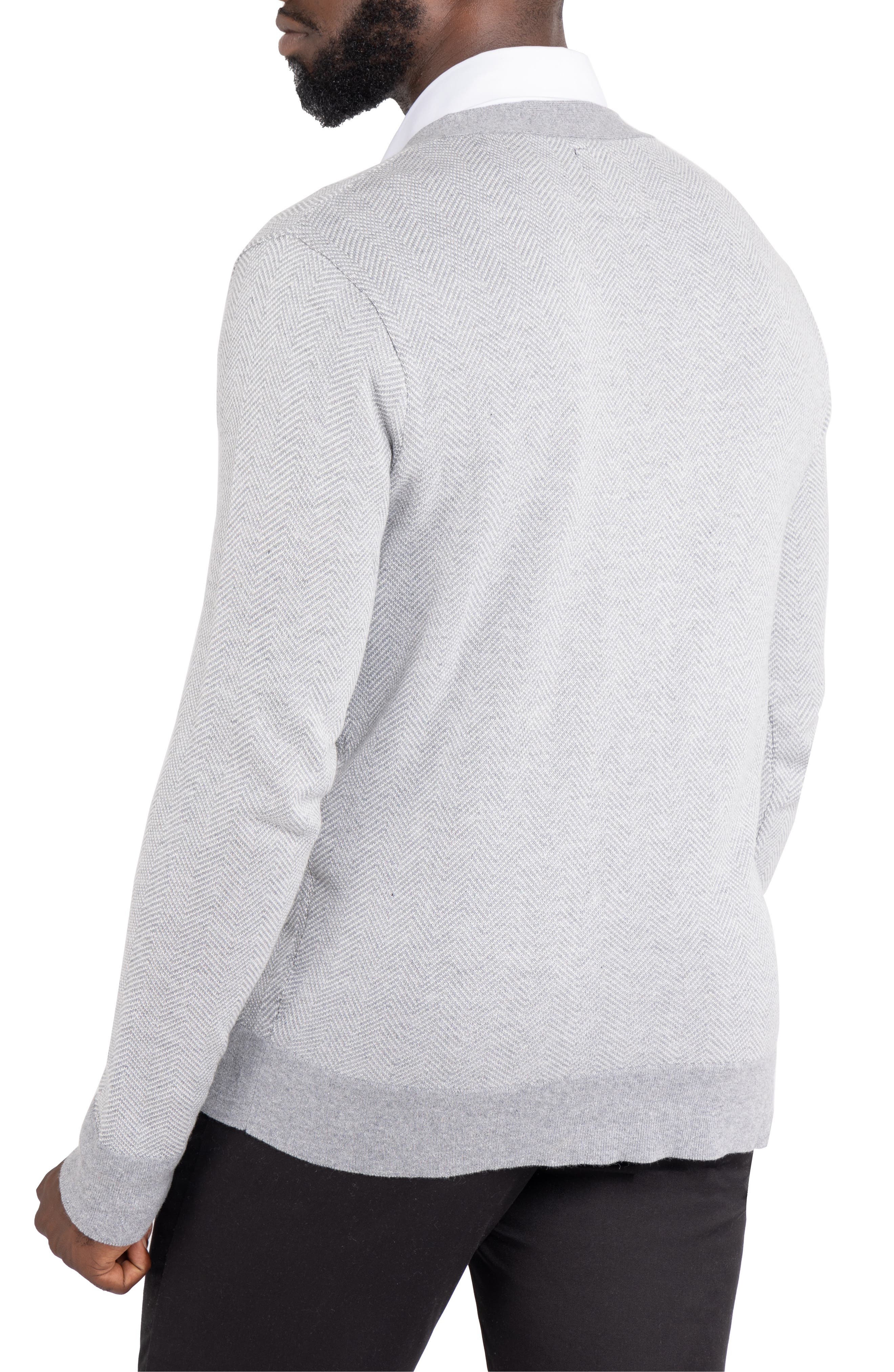 Herringbone V-Neck Button Front Cardigan - image 4