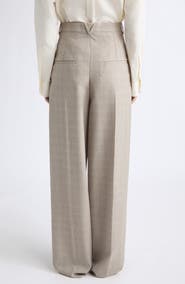 Bottega Veneta Prince of Wales Wool Wide Leg Trousers