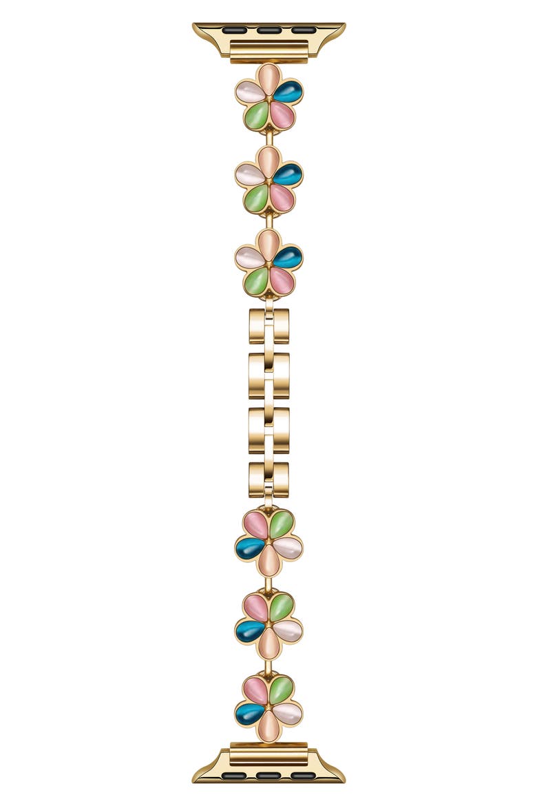 June Flower Bracelet Apple Watch® Watchband, Main, color, GOLD MULTI