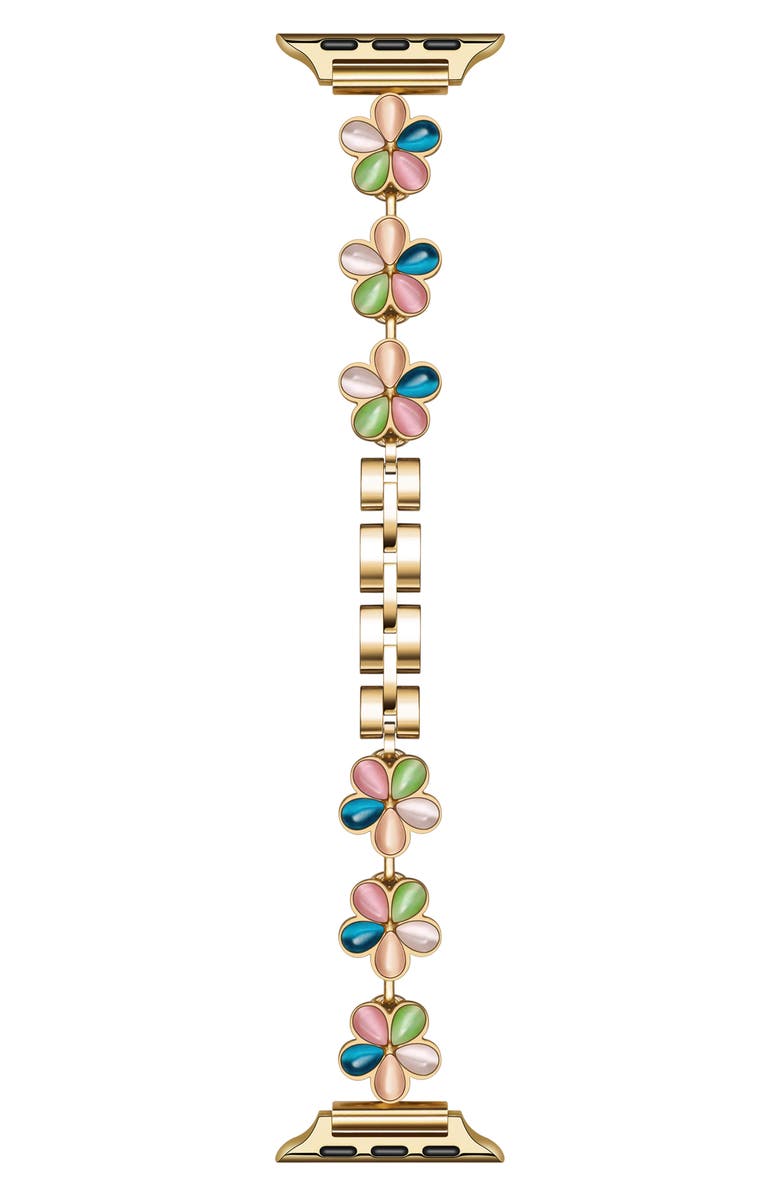 The Posh Tech June Flower Bracelet Apple Watch<sup>®</sup> Watchband, Main, color, Gold Multi