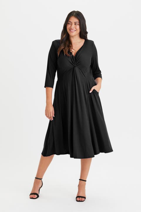 Claudia Solid Jersey Knot Front Dress