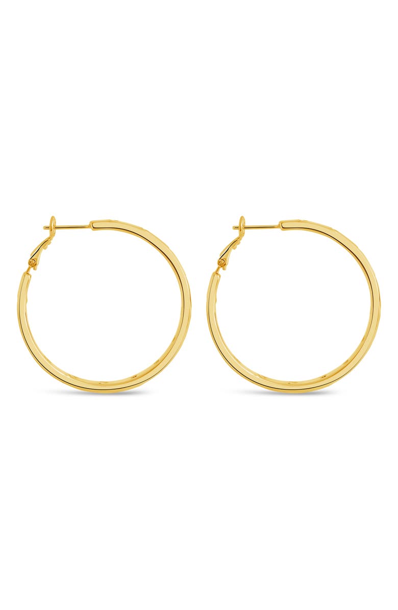 Sterling Forever Cubic Zirconia Heart Inside Out Hoop Earrings, Alternate, color, Gold