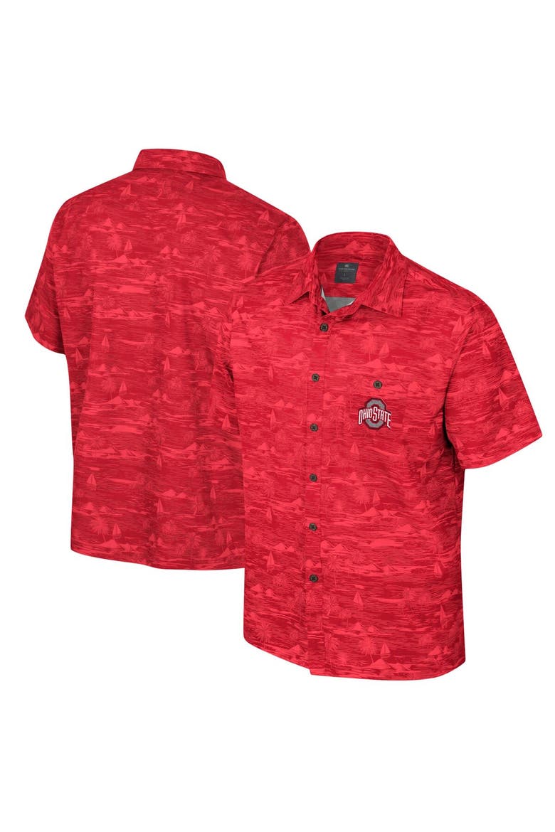Men's Colosseum Scarlet Ohio State Buckeyes Ozark Button-Up Shirt, Main, color, Scarlet