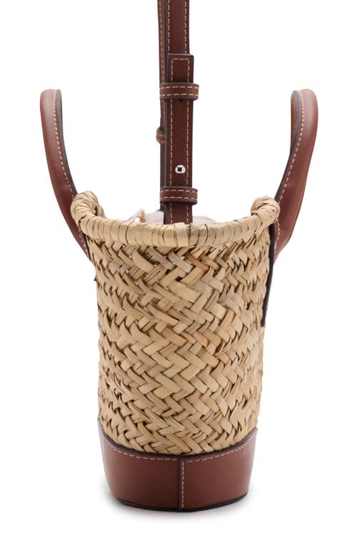 Mango Small Double Handle Natural Fiber Crossbody Bag In Brown