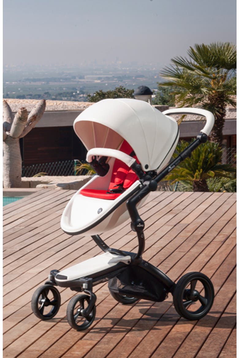 Xari Black Chassis Stroller with Reversible Reclining Seat & Carrycot, Alternate, color, ARGENTO/ HOT MAGENTA