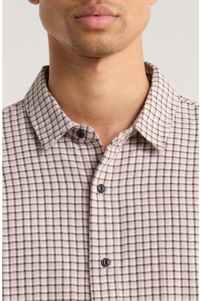 Microplaid Button-Up Shirt, Alternate, color, TAN/ BROWN