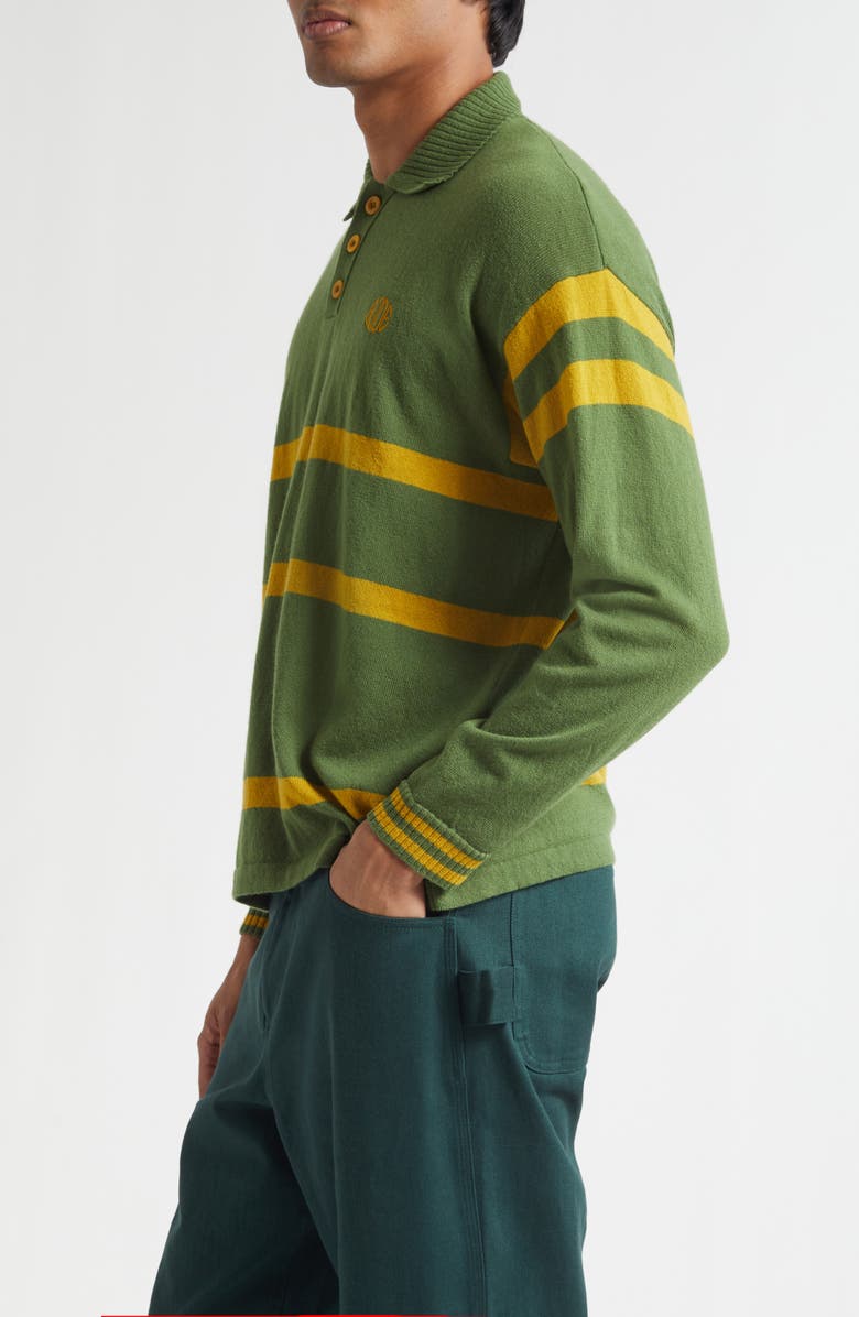 Bode Regis Virgin Wool Polo Sweater, Alternate, color, Green