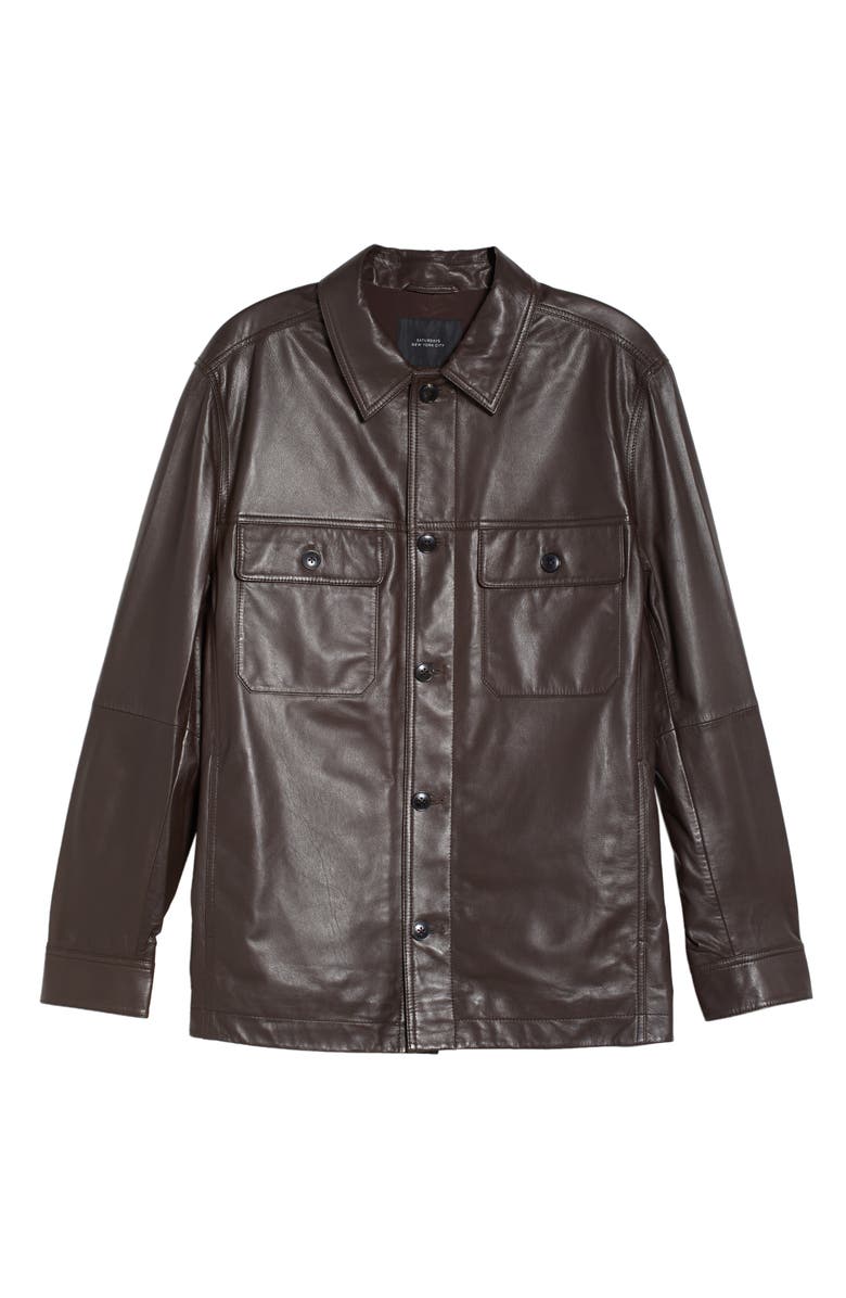 Saturdays NYC Driessen Leather Shirt Jacket, Alternate, color,