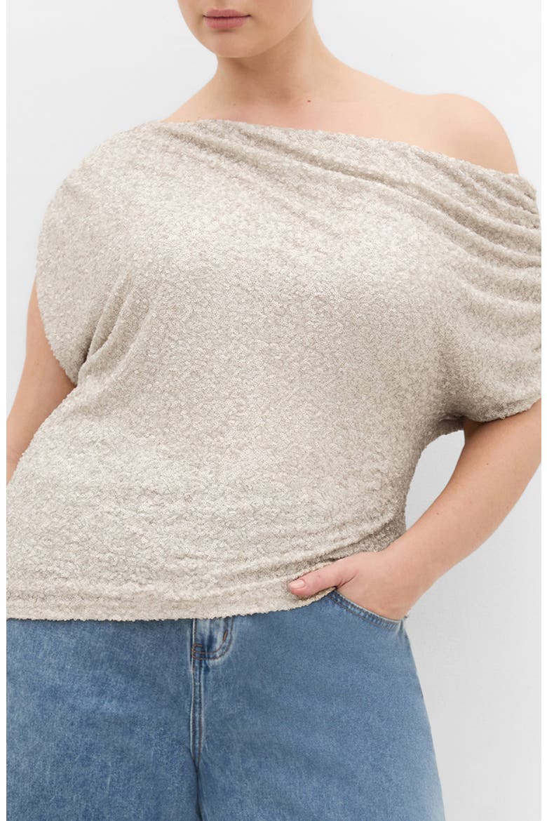 Adorn Sequined Off the Shoulder Top, Main, color, BRONZE GODDESS