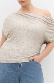 City Chic Adorn Sequined Off the Shoulder Top