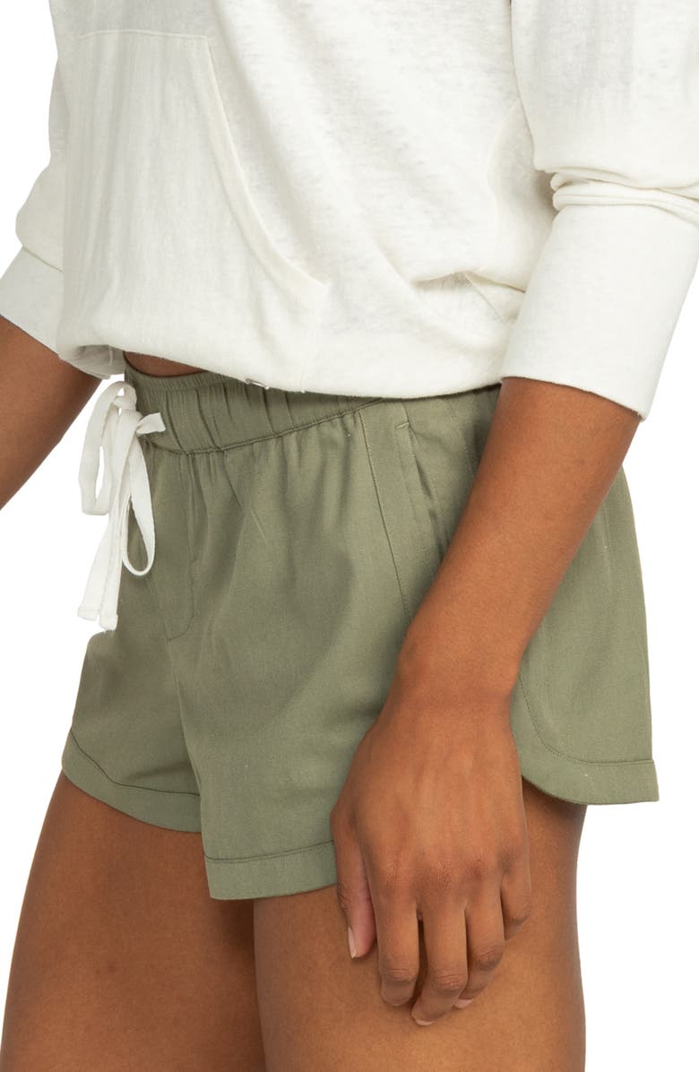 Roxy New Impossible Love Shorts, Alternate, color, Olive