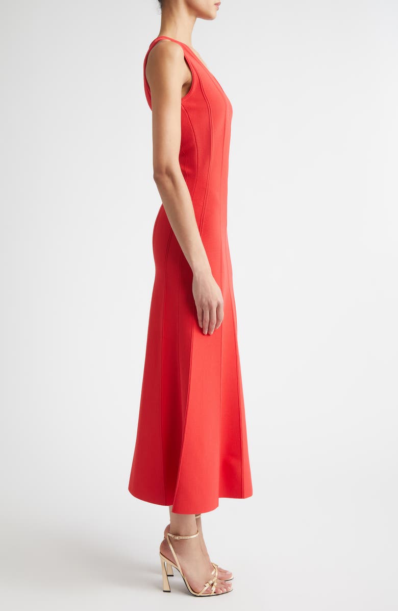 ST. JOHN Odette Valley Knit Midi Dress, Alternate, color, Bright Deep Coral