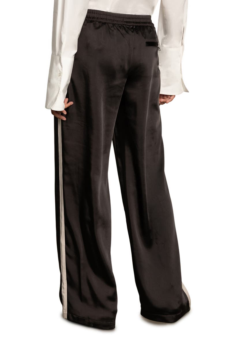 Satin Track Pants, Alternate, color, BLACK