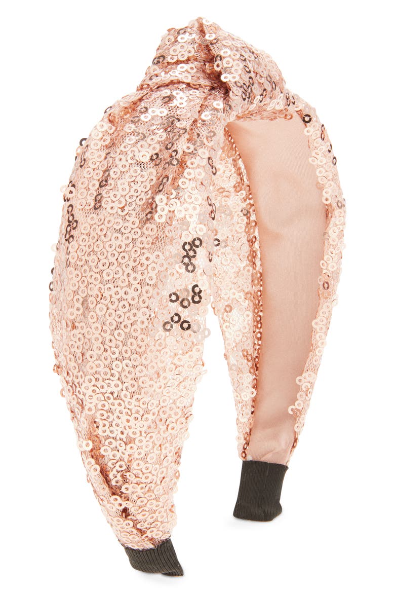 Sequin Knot Headband, Main, color, CHAMPAGNE