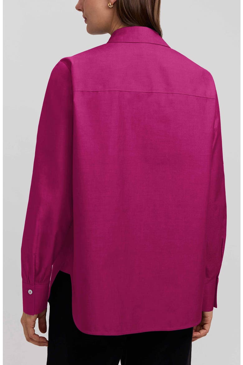 Meghan Solid Cotton Button-Up Shirt, Alternate, color, POMEGRANATE PINK