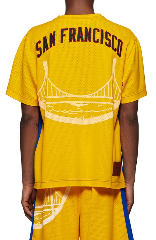 Purple Brand Warriors Appliqué Oversize Graphic Mesh T-shirt
