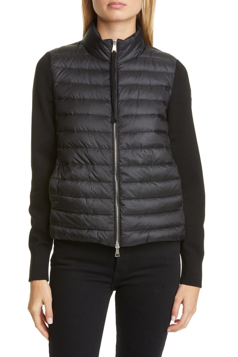 Quilted Down & Wool Short Jacket, Main, color, BLACK