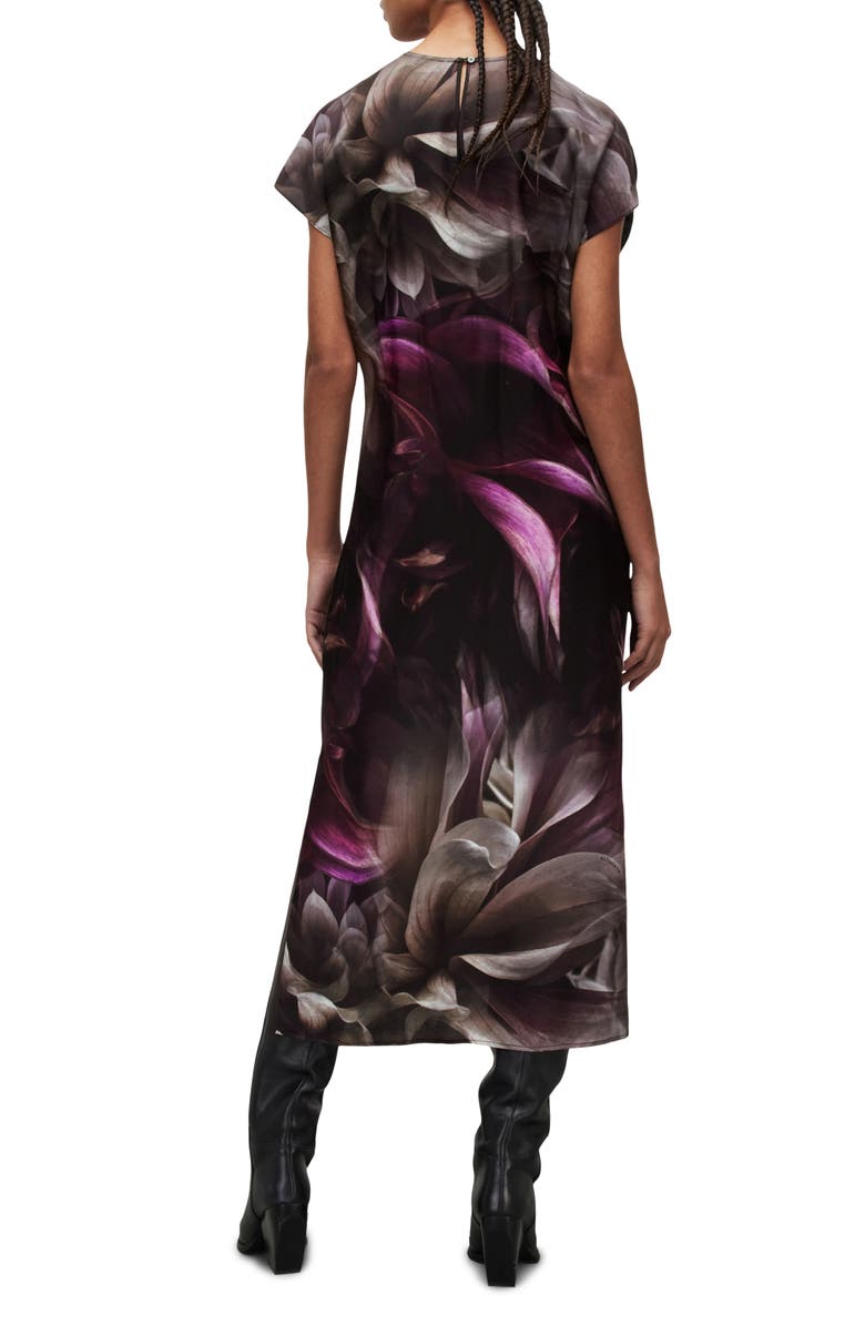 AllSaints Etta Margeaux Satin Midi Dress, Alternate, color, 