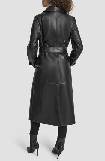 DKNY Faux Leather Trench Coat Nordstromrack