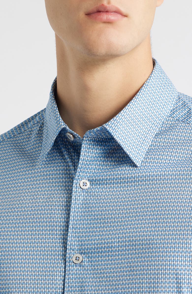 James Campbell Drury Trim Fit Microgeometric Print Stretch Cotton Button-Up Shirt, Alternate, color, Blue