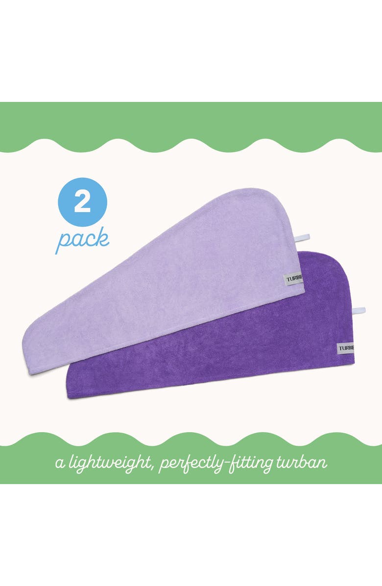 TURBIE TWIST 2 Pack Hair Towel Wraps, Microfiber for Straight, Wavy, Curly Hair, Alternate, color, Dark Purple & Light Purple