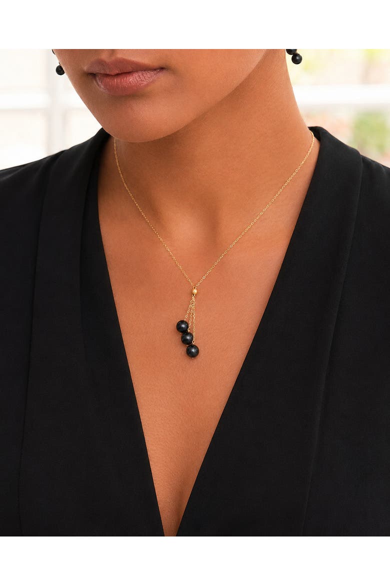 14K Gold Tahitian Pearl Tincup Cluster Pendant, Alternate, color, Yellow Gold