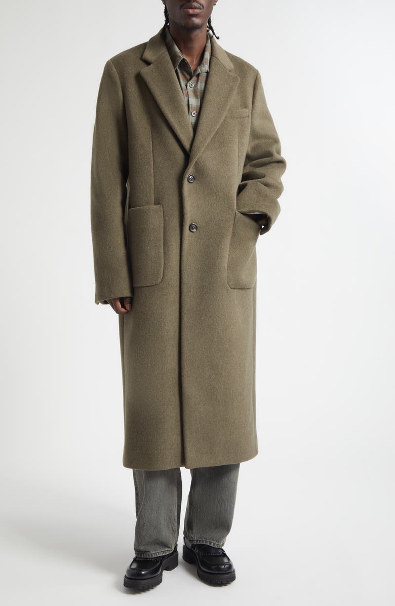 OUR LEGACY Robe Wool Blend Overcoat, Main, color, Distruptive Moss Kilo Melton