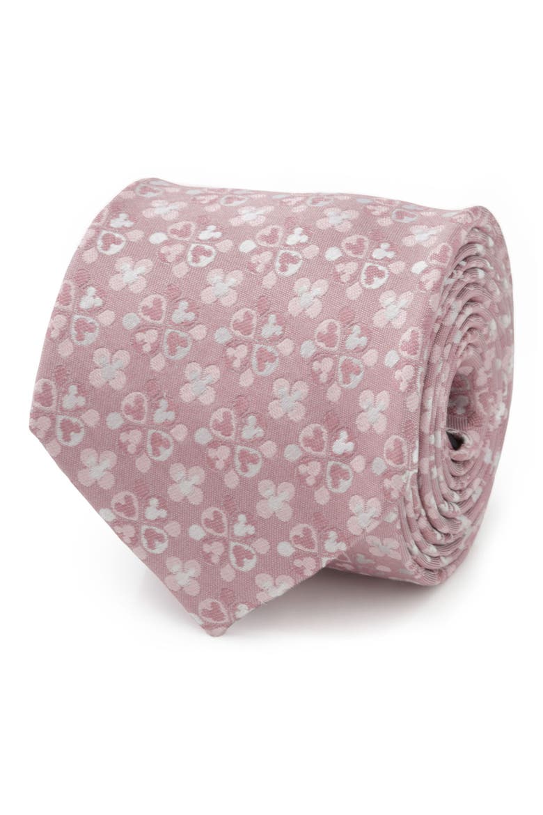 x Disney Mickey Mouse Floral Silk Tie, Alternate, color, PINK