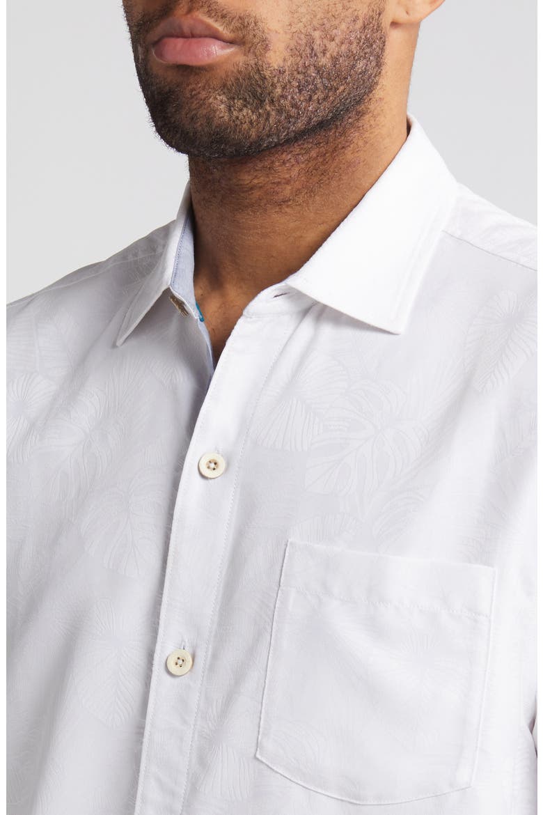 Coconut Point Keep it Frondly IslandZone® Short Sleeve Performance Button-Up Shirt, Alternate, color, WHITE