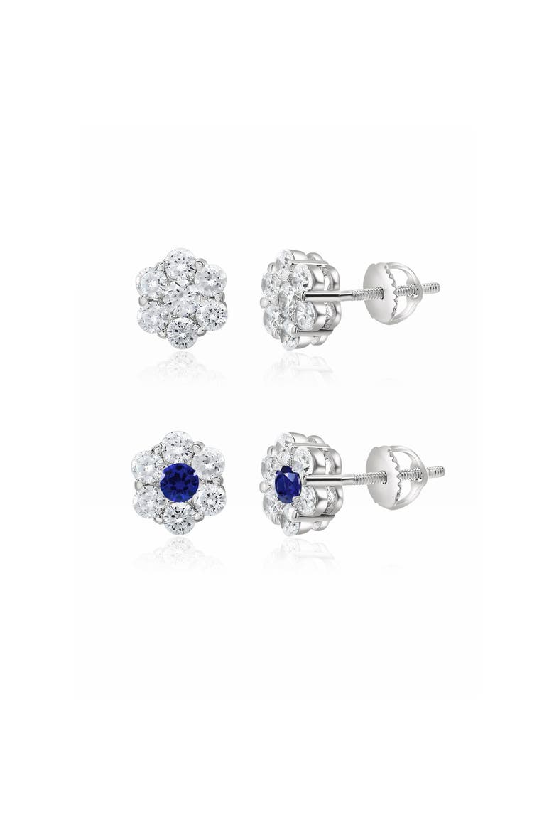 Sterling Silver Cluster Earrings Set, Main, color, Silver