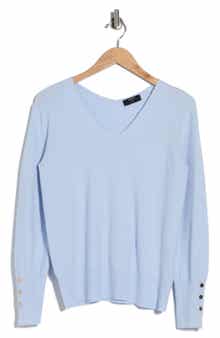 T Tahari V-Neck Snap Cuff Sweater
