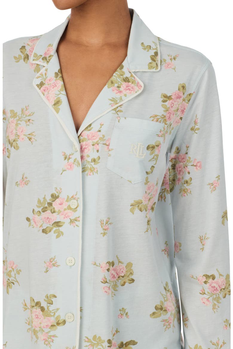 Floral Cotton & Viscose Pajamas, Alternate, color, SAGE PRINT
