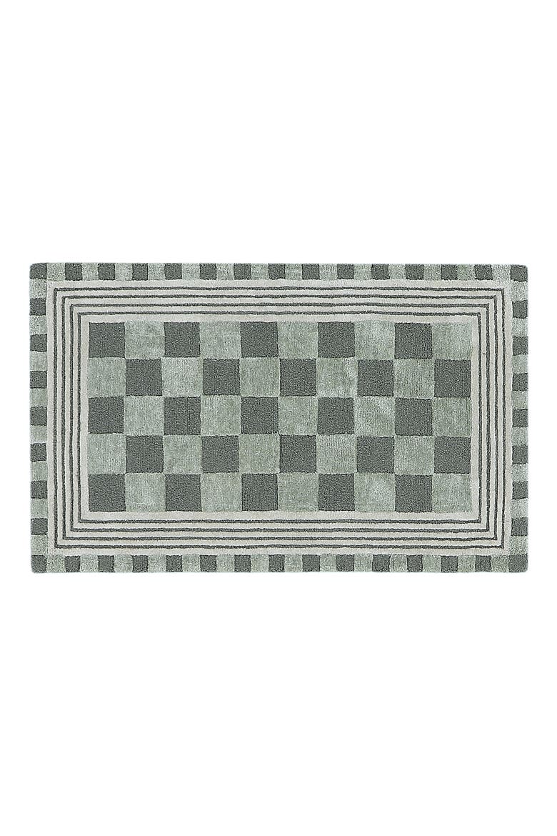 Sage Green Tonal Check Rug, Main, color, SAGE