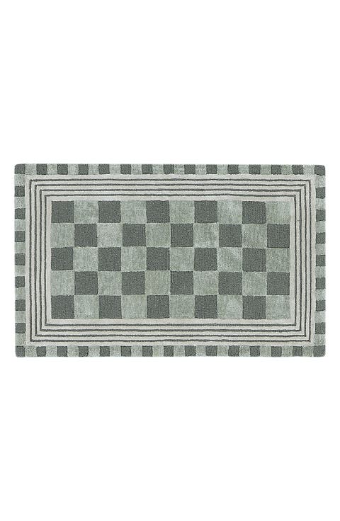 Sage Green Tonal Check Rug