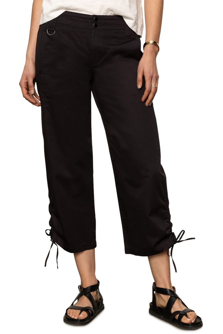 Cotton Twill Utility Crop Pants, Main, color, BLACK