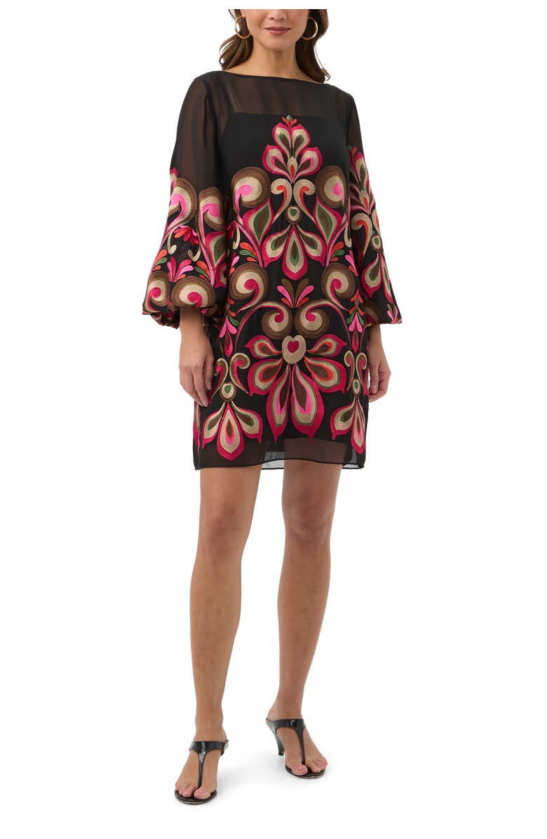 Trina Turk Salim Embroidered Puff Sleeve Dress, Main, color,