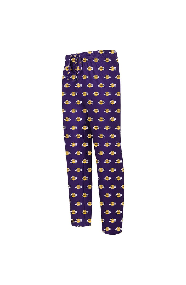 CONCEPTS SPORT Men's Concepts Sport Purple Los Angeles Lakers Allover Logo Print Gauge Sleep Pants, Alternate, color,