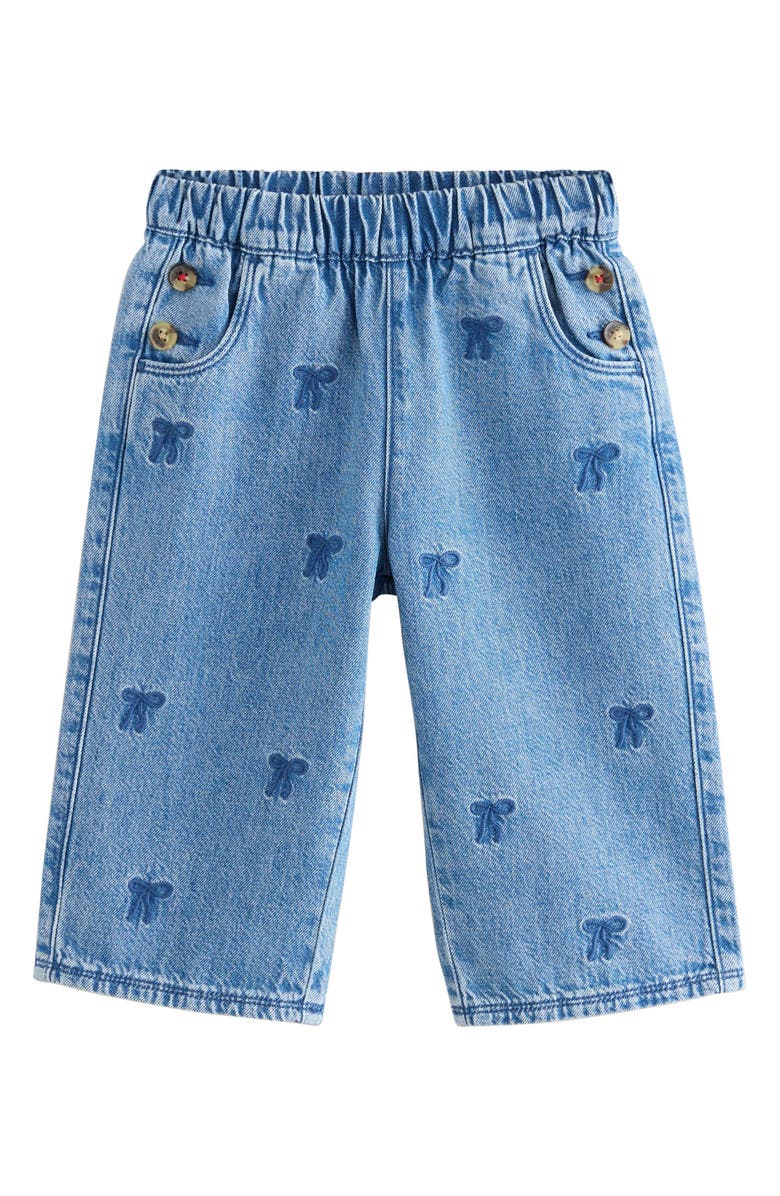 NEXT Kids' Bow Laser Wide Leg Jeans, Main, color, Blue
