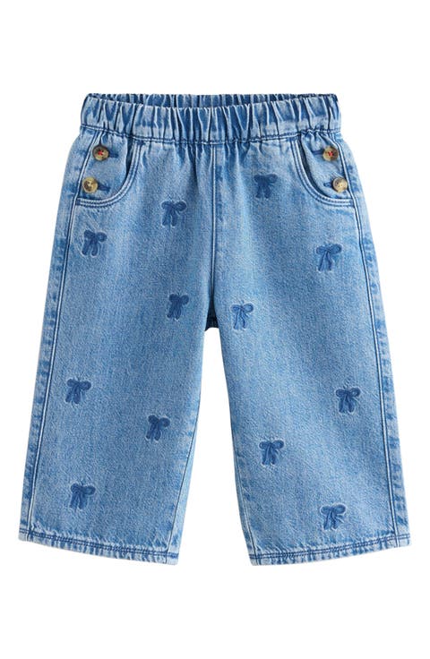 Kids' Bow Laser Wide Leg Jeans (Little Kid)