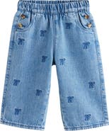 NEXT Kids' Bow Laser Wide Leg Jeans